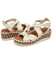 Jambu Women's Diana Wedge Leather Almond Toe Comfort Sandal Eggshell - $18.99