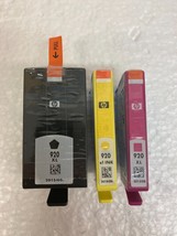 Lot of 3 Genuine OEM  HP 920xl Black / Yellow / Magenta Color Ink Cartri... - $15.95
