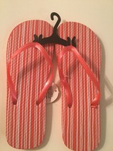 flip flops Size 5 6 S shoes thongs Juncture sandals stripes pink new - $7.99