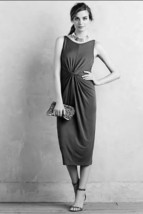 NWT Anthropogie Caprera Midi Dress XS Black Twist Knot Stretch Women Low... - $29.99