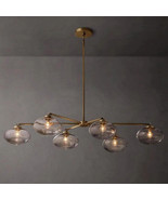 1950&#39;s Mid-Century Modern Brass Chandelier 6 Light Round Pendent Italian... - $1,328.41 CAD