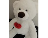 Aurora Henry White Bear Red Heart Pocket Brown Nose Plush Stuffed Animal - £16.68 GBP