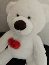 Aurora Henry White Bear Red Heart Pocket Brown Nose Plush Stuffed Animal - £16.60 GBP