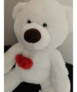 Aurora Henry White Bear Red Heart Pocket Brown Nose Plush Stuffed Animal - £16.33 GBP