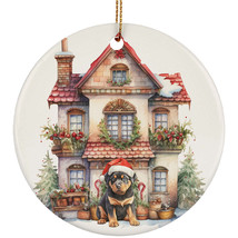 Rottweiler Dog Santa Hat &amp; Vintage Home Christmas Ornament Ceramic Gift Decor - £11.83 GBP