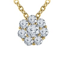 4.80CT Brillant Véritable Moissanite Collier Pendentif Fleur 14K or Jaune Plaqué - £116.51 GBP