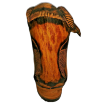 13&quot; Vintage Hand-carved wooden Folk Art tribal tiki Head Signed Freeport Bahamas - £7.52 GBP