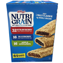 Kellogg&#39;s Cereal Bars Nutri-Grain Breakfast Bars Strawberry Blueberry 64... - £23.09 GBP