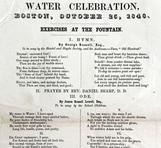 1848 Water Celebration Hymn Victorian Program Boston Nathan Hale RARE DWDD17 - £239.05 GBP