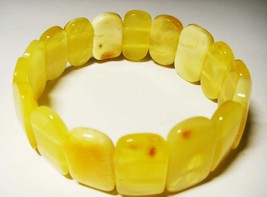 Amber Bracelet Natural Baltic Amber yellow beads on elastic A180 - £110.79 GBP