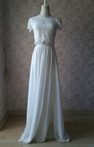Dusty-blue Side Slit Maxi Chiffon Skirt Custom Wedding Party Chiffon Skirt image 9