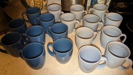 Lot of 18 Corelle Coordinates Dark Cobalt Blue &amp; light blue Stoneware Mugs Nice - £47.58 GBP