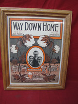 Vintage 1900s Color Sheet Music Way Down Home Antique Framed - £27.24 GBP