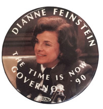 1990 Dianne Feinstein Governor California Campaign Pinback Button Pictur... - $12.16