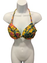 Shade &amp; Shore  Bikini Top Yellow Floral Sexy Razorback Padded Size 34B - $13.30