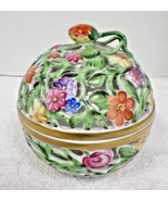 Herend Hungary Hand Painted 2PC Reticulated Ball Shape Strawberry Trinke... - $74.25