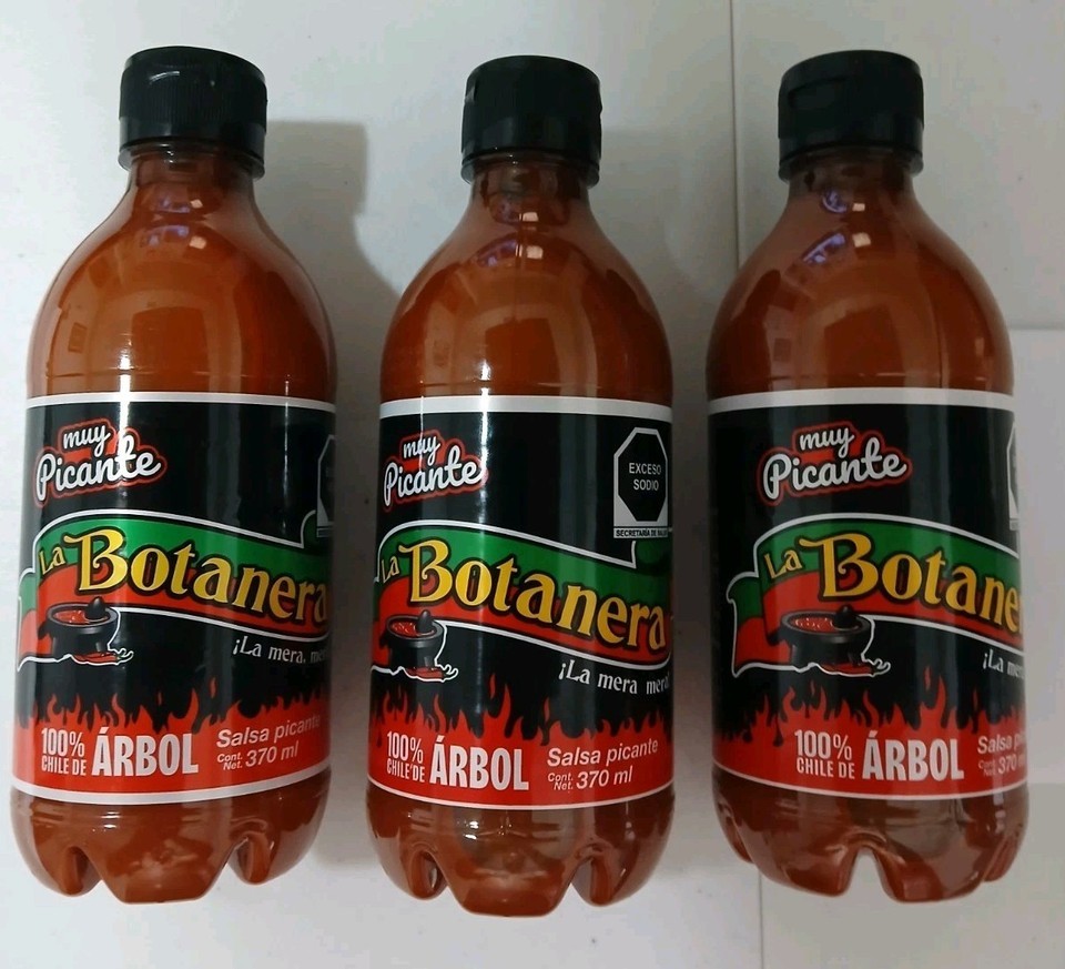 3X LA BOTANERA SALSA BIRDS BEAK ( MUY PICANTE CHILE DE ARBOL ) 3 OF 370g... - $21.77