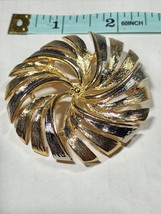 Vintage Gold Tone Large Pinwheel Flower 2 &amp; 1/2&quot; Brooch - $15.99