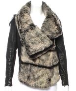 Helmut Lang Intermix Exclusive Flux Fur &amp; Leather Coat Jacket Black P XS... - €416,45 EUR