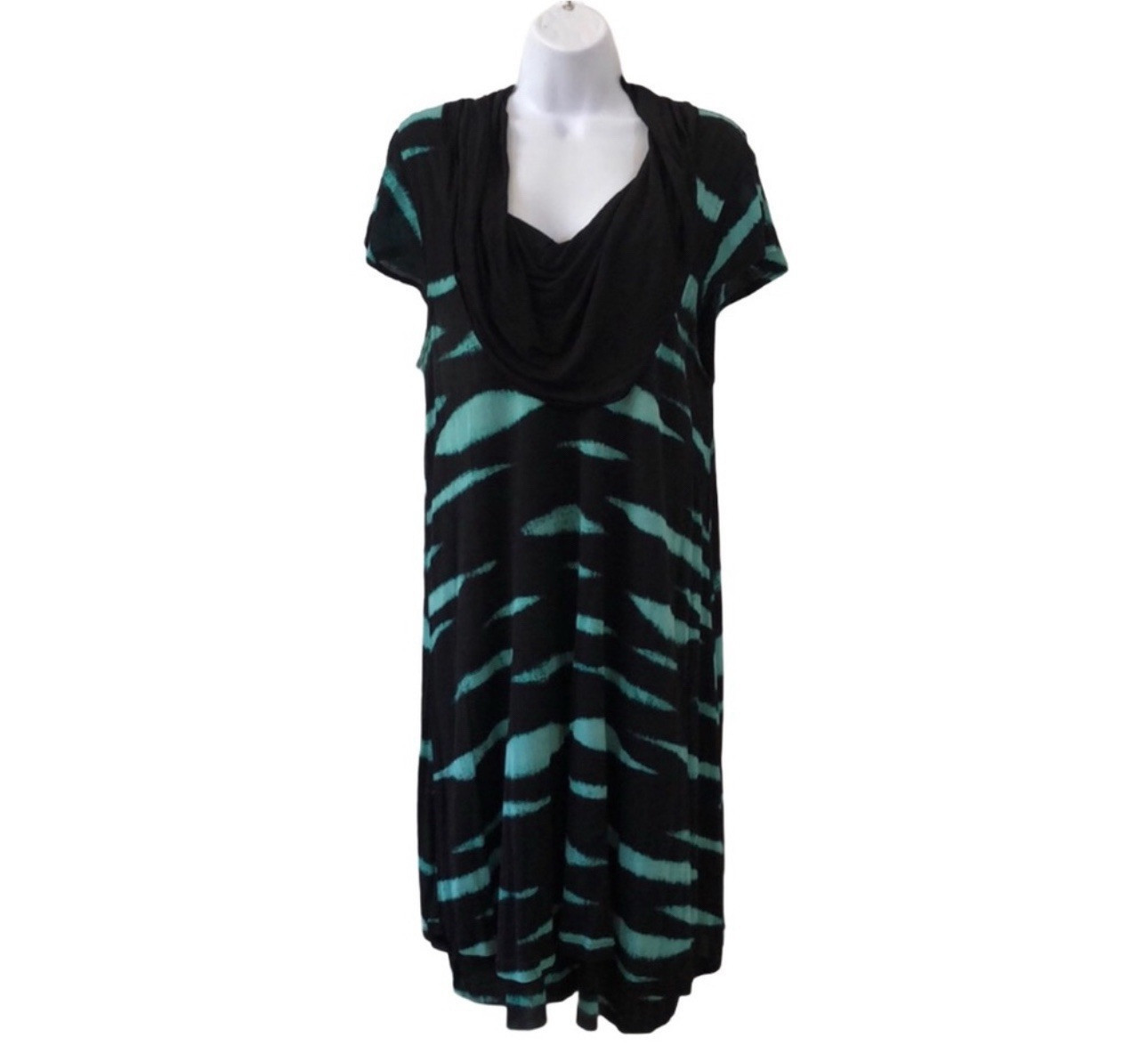 Kensie teal animal print tiger tie dye dress Women’s Size L Large - $18.80