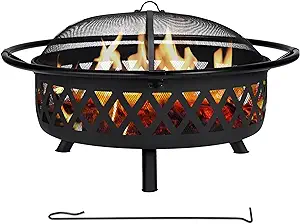 42 Patio Fire Pit Wood Burning With Mesh Spark Screen, Bonfire Outdoor F... - $461.99