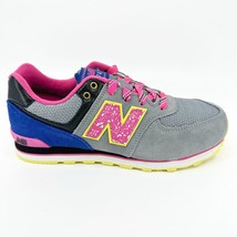 New Balance 574 Classics Grey Pink Blue Kids Running Sneakers KL57406G - £40.05 GBP
