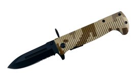 Desert Camo Spring Assisted Opening Tactical Knife Ribbed Handle Drop Point - £8.54 GBP