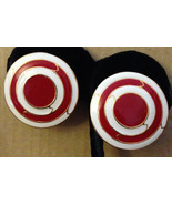 Vintage 1970s Gold Tone Red And White Enamel Bulls Eye Bullseye Post Bac... - $29.90