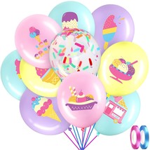 60 Pack Ice Cream Party Balloons Decorations, 12 Inch Sprinkles Party Confetti L - £15.16 GBP