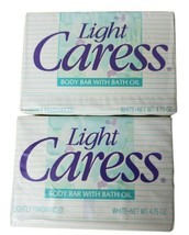 Lever Light Caress Body Bar Soap Bath Oil Two 2-Pack 4.75 oz Vintage 1991 4 Bars - £21.23 GBP