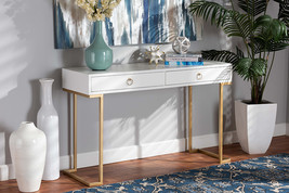Caitlin White and Gold Metal 2-Drawer Console Table - $5,349.73 MXN