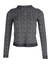 Theory Herringbone Crewneck Sweater In Print Wool Women Black Size 0 - £125.33 GBP