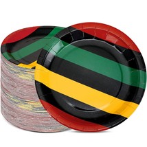 100 Pack Juneteenth Paper Plates Bulk 9 Inch African Disposable Plates For Regga - £33.99 GBP
