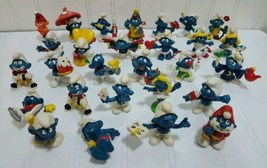 Lot Of 28 Vintage Smurf Figures 1970s 1980s Peyo Schleich Figurines Pvc Toys - £42.95 GBP