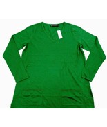 New York &amp; Company Green V-Neck Pullover Sweater Size L Front Pockets - $19.30 CAD