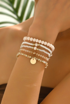Oatmeal Boho Crystal Beaded Bracelet Set - $61.21 MXN