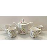 Pier 1 Imports Lyda Floral Teapot &amp; 4 Coffee Mugs ~ Excellent - $82.23 CAD