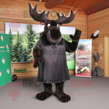 Black Moose mascot costume character dressed with a Mini Dress and Wraps - £956.06 GBP