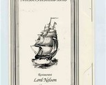 Restaurant Lord Nelson Menu Hannover Germany 1992 - $17.82