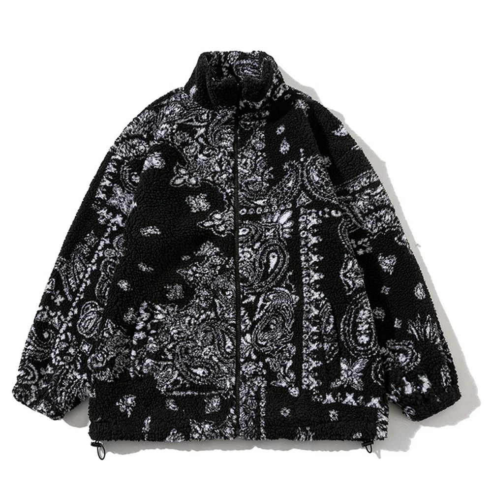 TIDESHEC Hip Hop Sweatshirt Autumn Winter Casual Streetwear Cashew Print Jacket  - £186.75 GBP