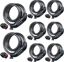 8 Pcs Bicycle Cable Locks High Security 4 Digit Bike Lock Cable with Mounting - £39.28 GBP