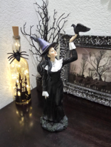 Halloween Witch Holding Black Crow Resin Figure Figurine Statue 12&quot; AS IS - $374.50 MXN