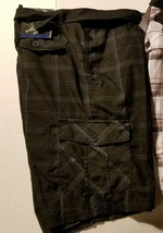 Blue Gear Boys Cargo Shorts W Belt Size  18 NWT Black Plaid - $13.16