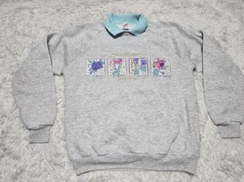 Vintage Flowers Collared Pullover L Sweatshirt Grandma Gopher Sport Spot... - $8.54