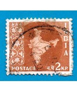   Used India Postage Stamp (1957) 2 np Map of India - Scott # 276    - $1.99