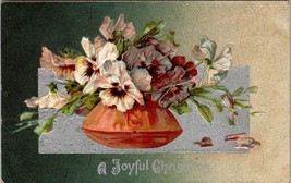 A Joyful Christmas Embossed White Flowers Posted 1910 Antique Postcard - £5.99 GBP