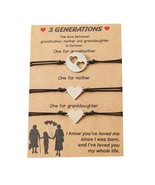 Three Generations SS Heart Cord Bracelets 3PC Set Grandmother Mother Dau... - £9.41 GBP