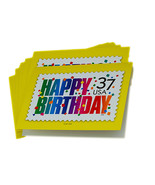 10 Happy Birthday Greeting Cards + 10 Yellow Envelopes Stamp Design - $92.91 MXN