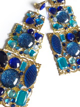 Galaxy Blue Earrings, Royal Earrings, Statement Earrings, Galaxy Blue Earrings,  - £38.69 GBP