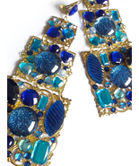 Galaxy Blue Earrings, Royal Earrings, Statement Earrings, Galaxy Blue Ea... - £38.32 GBP